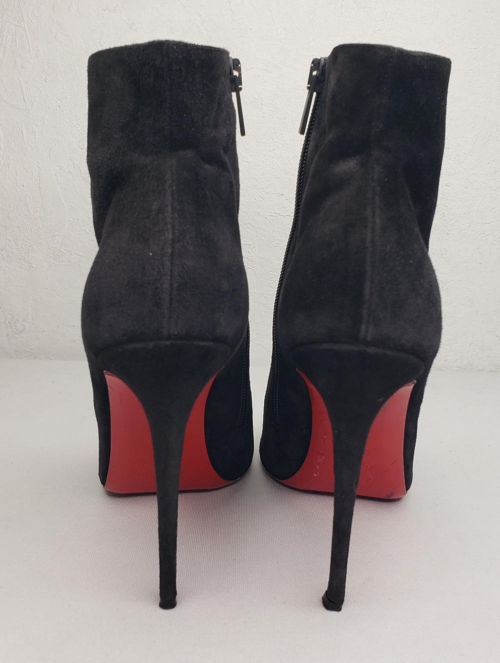 Christian Louboutin Black Suede Pointed Toe Stiletto Ankle Boots - Picture 5 of 16